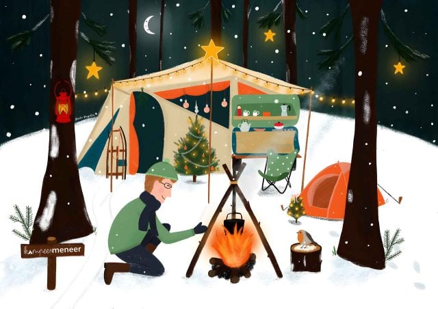 kerstkaart kampeermeneer