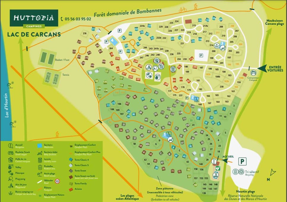 Huttopia Lac de Carcans 10 huttopia lac de carcans plattegrond 966x680