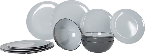 Gimex - Vivid Line - Servies - Grijs - 12-Delig