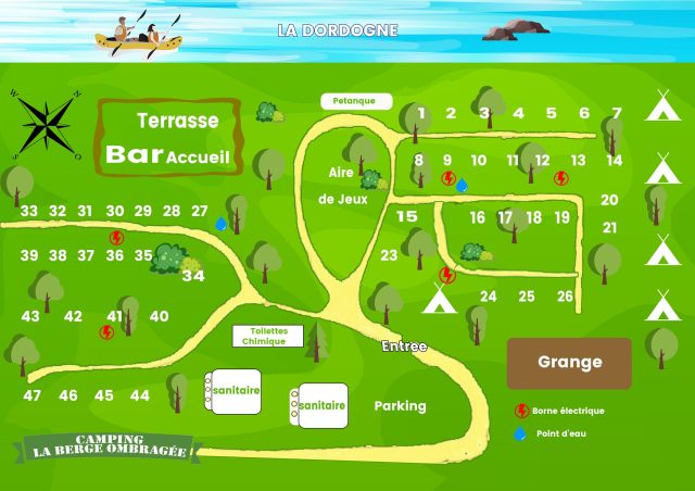 Camping La Berge Ombragee 23 plattegrod nieuw 640x452