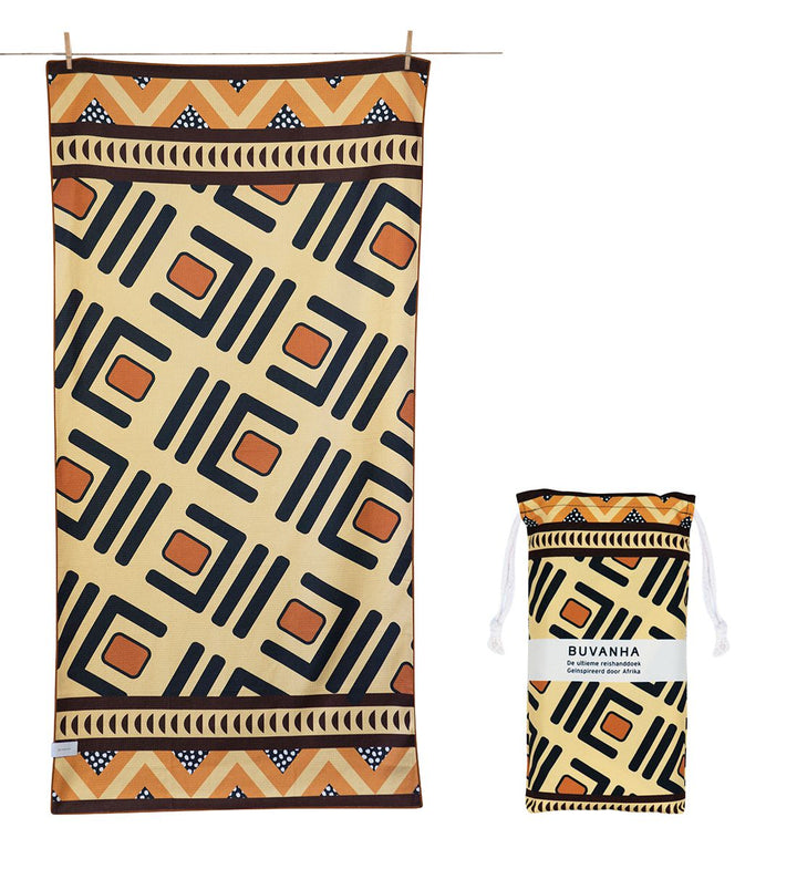 Buvanha reishanddoek Afrika - compact - zandvrij - sneldrogend - gerecycled microvezel handdoek - 80cm x 160cm