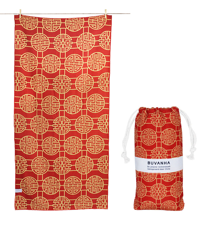 Buvanha reishanddoek China - compact - zandvrij - sneldrogend - gerecycled microvezel handdoek - 80cm x 160cm