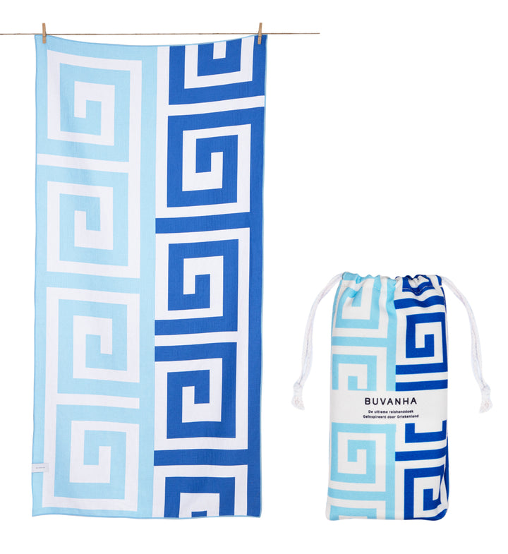 Buvanha reishanddoek Griekenland - compact - zandvrij - sneldrogend - gerecycled microvezel handdoek - 80cm x 160cm