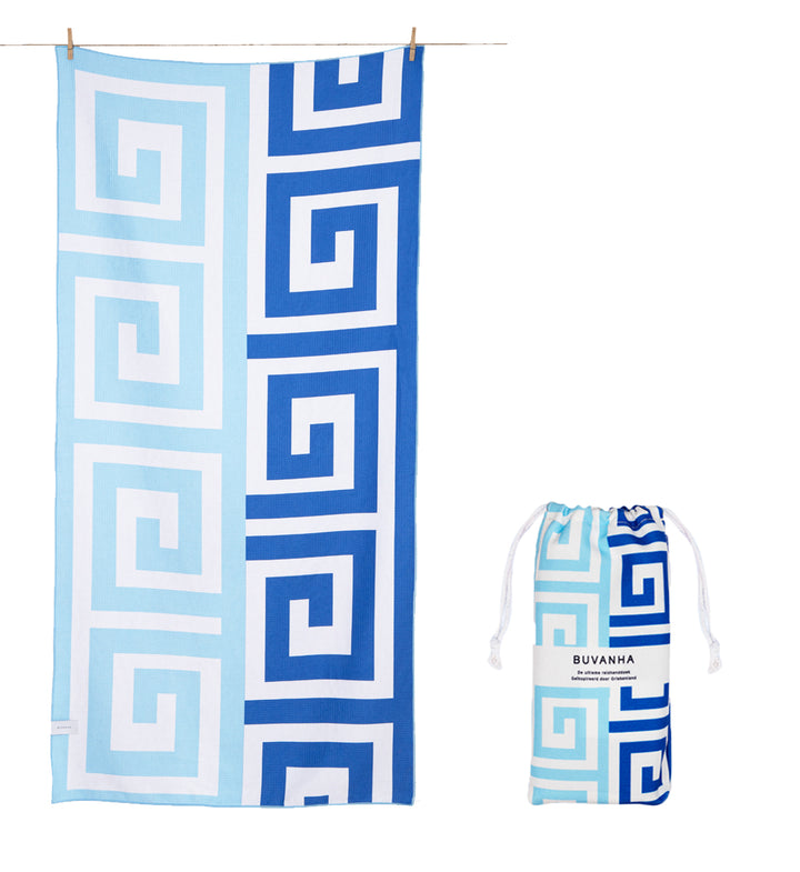 Buvanha reishanddoek Griekenland - compact - zandvrij - sneldrogend - gerecycled microvezel handdoek - 90cm x 200cm