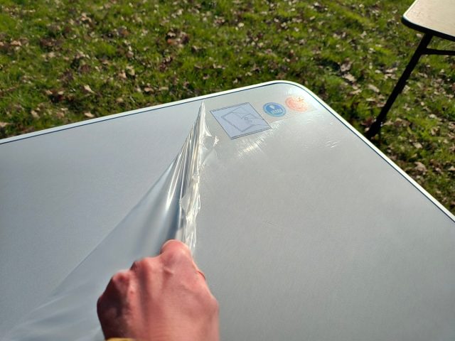 Bo-camp premium campingtafel folie verwijderen