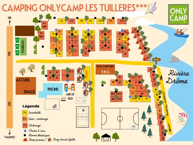 Camping Les Tuillères OnlyCamp 19 plattegrond camping Tuilleres 640x480