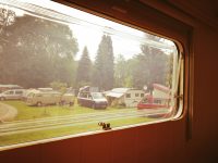 Camping Obersasbach Gräßelmühle 34 Oldi Blick aus dem Wohnwagen 200x150