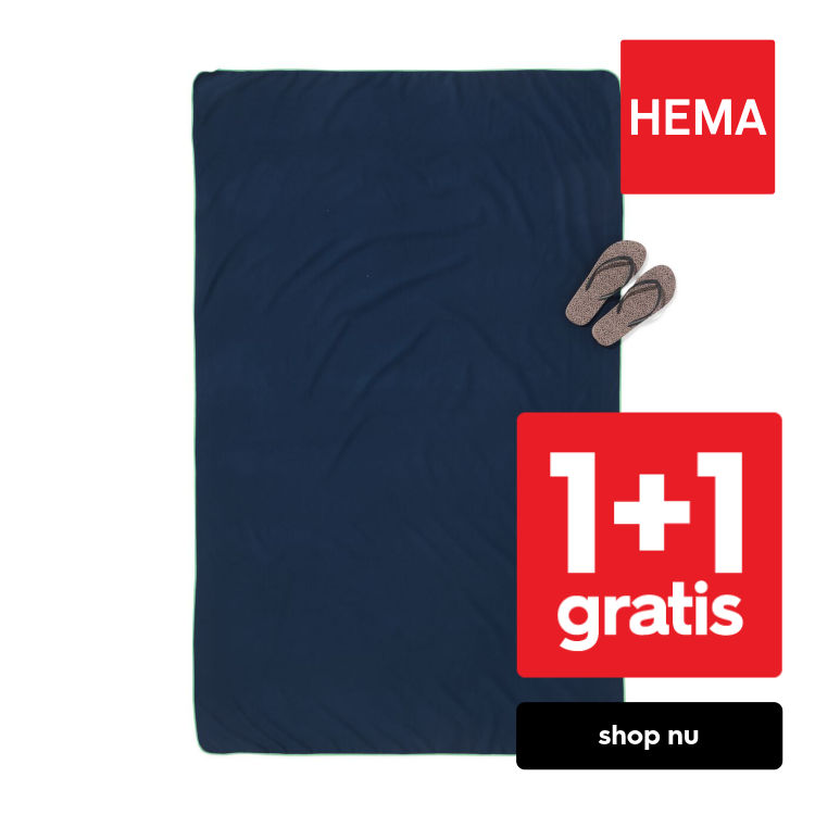 HEMA Strandlaken 110x175cm microvezel donkerblauw (blauw)