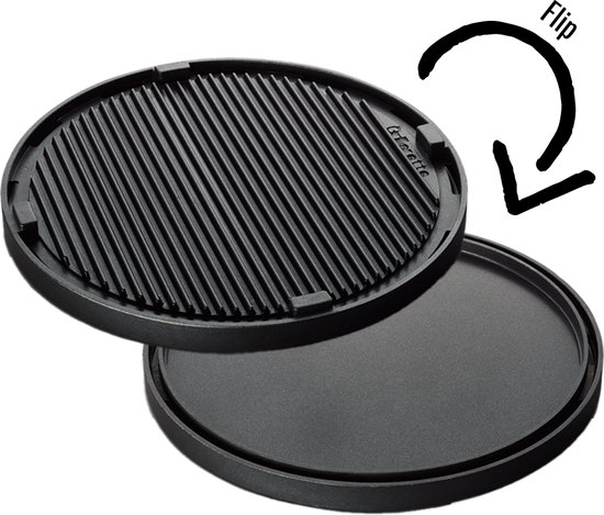 BBQ2GO - BBQ2GO Accessoire Aluminium Grillplaat Dubbelzijdig - Aluminium - Zwart