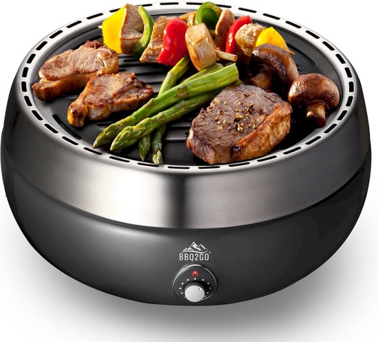 BBQ2GO Rookvrije houtskoolbarbecue - incl. gratis draagtas - overal te gebruiken- regelbare temperatuur - in 5 min. gebruiksklaar - slechts 125 gram houtskool