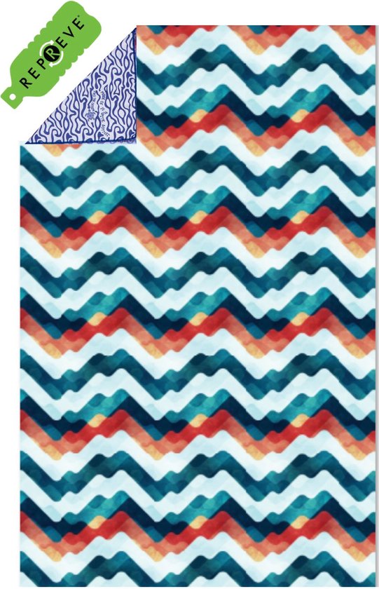 SooBluu - Sneldrogende handdoek reishanddoek strandlaken NAMI - Duurzaam gemaakt van gerecycled plastic rPET tot Microvezel Strandhanddoek - dun lichtgewicht en compact - 100x160 - blauw wit rood